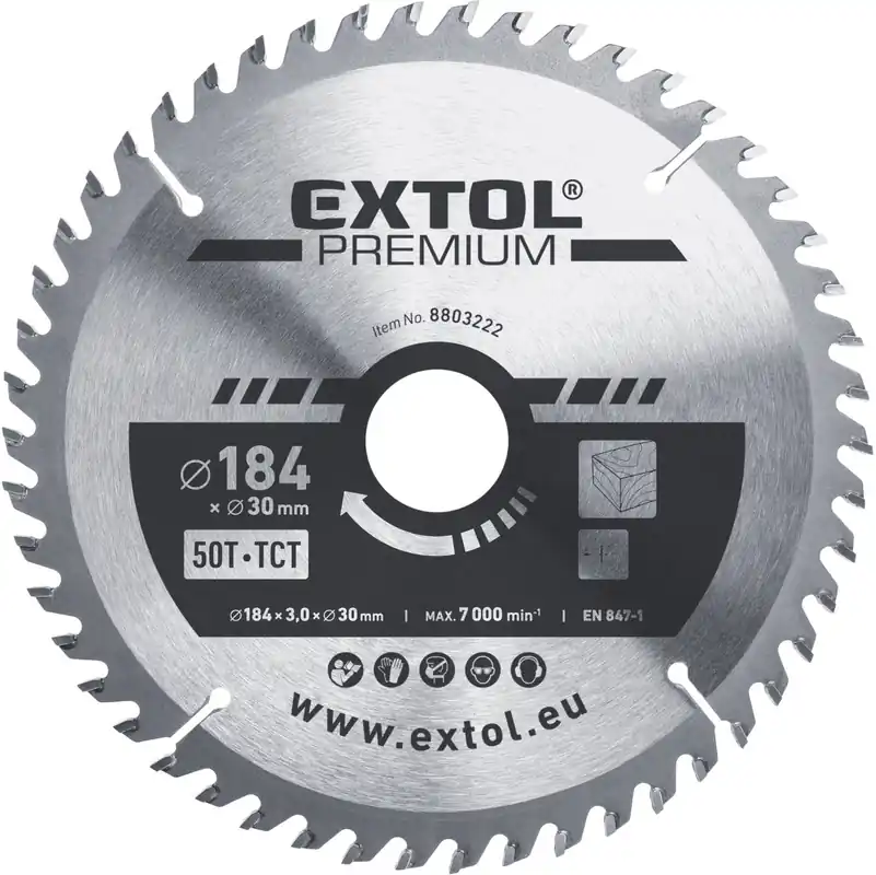 Pouze Dnes Kotouč pilový s SK plátky, ⌀184x3,0x30mm, 50T EXTOL PREMIUM