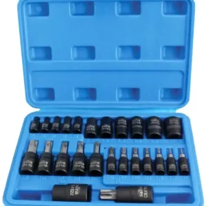 Zástrčné a nástrčné hlavice 1/4", 3/8" a 1/2” TORX a TORX-E, sada 25 ks - SATRA S-H2548T Nejlepší Volba