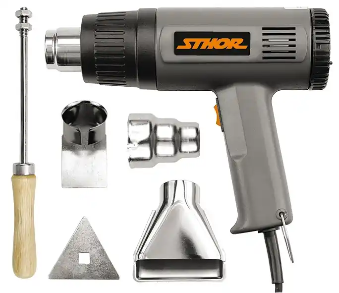 Vysoce Kvalitní Pistole opalovací 230V 1000/1500W 375/495°C + příslušenství Sthor TO-79328