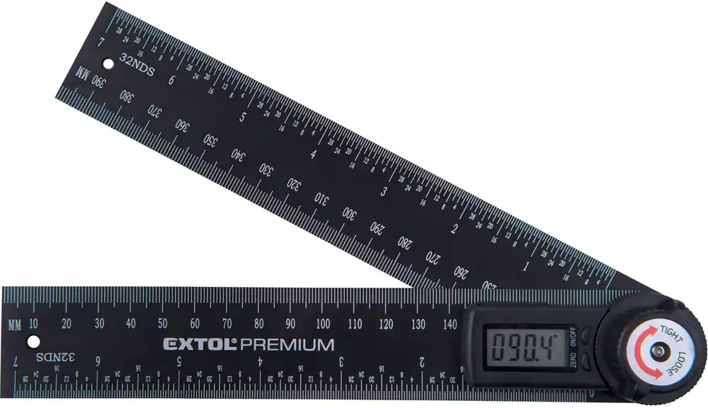Akční Cena Úhloměr digitální s pravítkem, 200mm EXTOL PREMIUM
