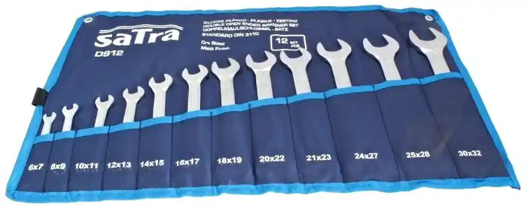 Speciální Cena Ploché klíče otevřené 6x7 - 30x32 mm, dvoustranné, sada 12 ks - SATRA D912