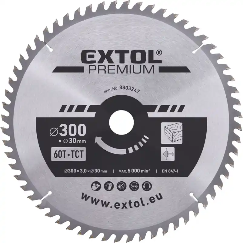 Značkový Kotouč pilový s SK plátky, ⌀300x3,0x30mm, 60T EXTOL PREMIUM