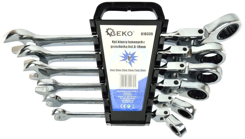 Aktuální Očkoploché kloubové klíče s ráčnou, 8 - 19 mm, sada 6 kusů GEKO G10339