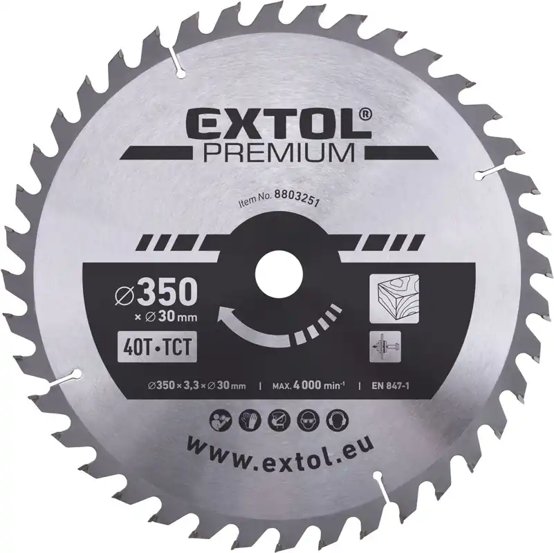 Must-Have Kotouč pilový s SK plátky, ⌀350x3,3x30mm, 40T EXTOL PREMIUM