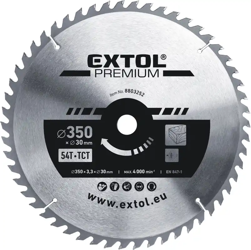 Speciální Cena Kotouč pilový s SK plátky, ⌀350x3,3x30mm, 54T EXTOL PREMIUM