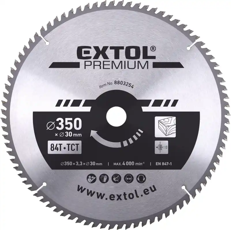 Vrácení Zdarma Kotouč pilový s SK plátky, ⌀350x3,3x30mm, 84T EXTOL PREMIUM