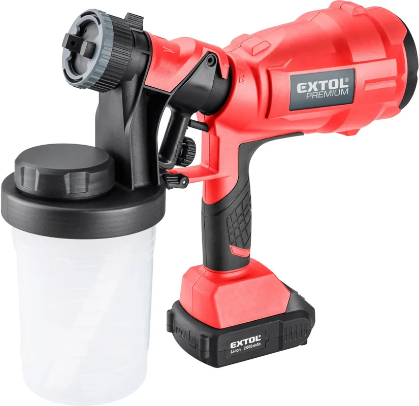 Nakupujte Hned EXTOL PREMIUM pistole stříkací HVLP aku SHARE20V, 20V Li-ion, 2Ah - 8891862