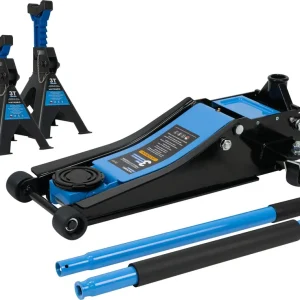 Značkový AKČNÍ SET Nízkoprofilový hydraulický zvedák (hever) 3t MB-LPJB-PLUS s podpěrami 3t MB-JS3T
