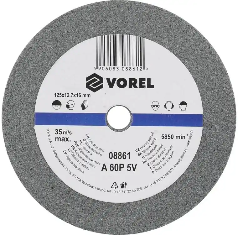 Vorel kotouč brusný 125 x 12 x 15 mm jemný do stolní brusky TO-08861 Časově Omezené
