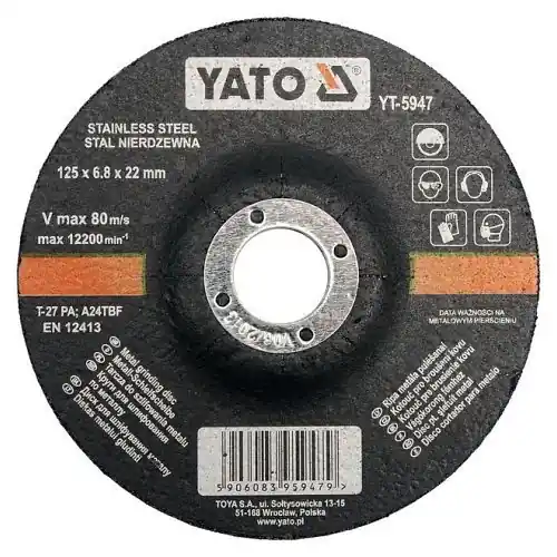 Yato Kotouč na kov 125 x 22 x 6,8 mm vypouklý brusný INOX Časově Omezené