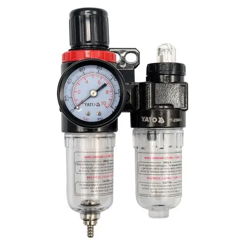 Yato Regulátor tlaku vzduchu 1/4", max. 0,93MPa, s filtrem (25ccm) a přimazáváním (15ccm) Sleva