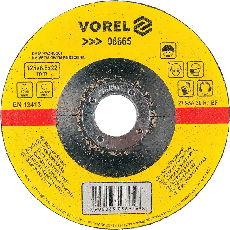 Rychlé Dodání Vorel kotouč na kov 125 x 22 x 6,8 mm vypouklý brusný TO-08665