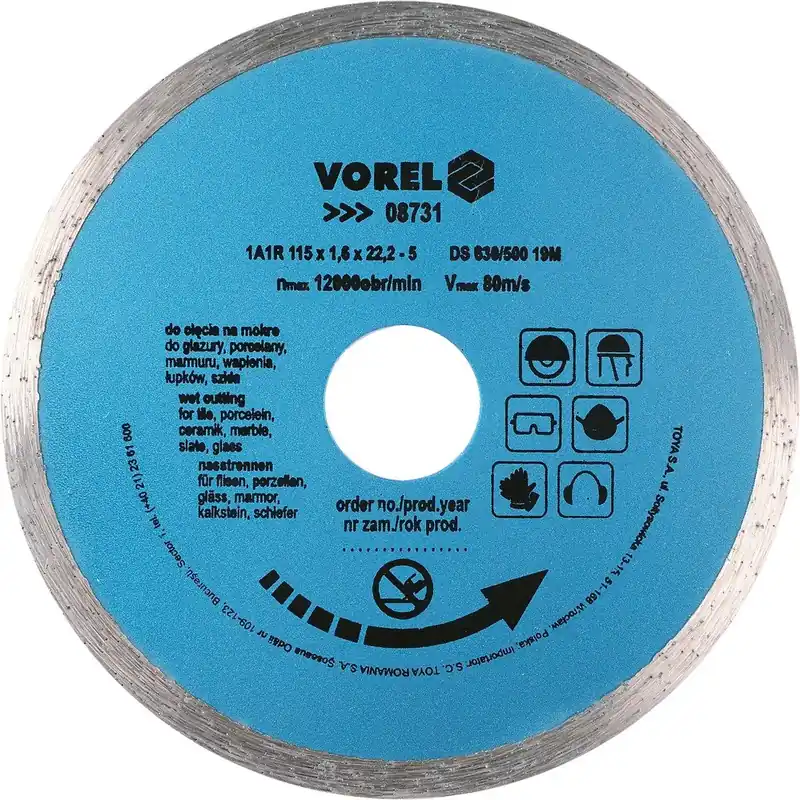 Vorel kotouč diamantový 115 x 22,2 x 1,6 mm plný TO-08731 Značkový