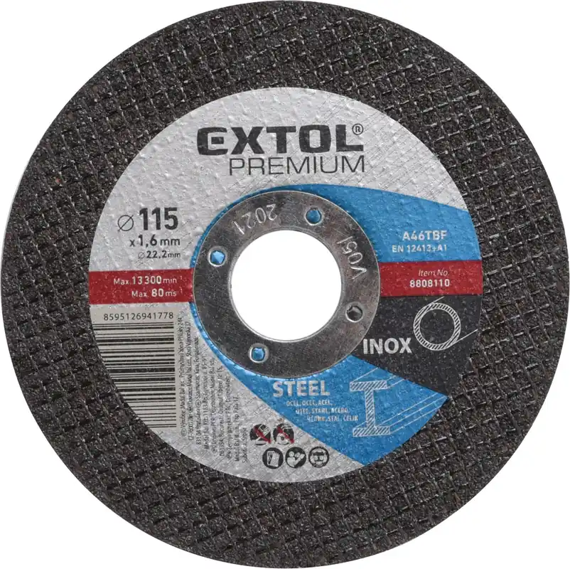 Zlevněný Kotouč řezný na ocel/nerez, ⌀115x1,6x22,2mm EXTOL PREMIUM