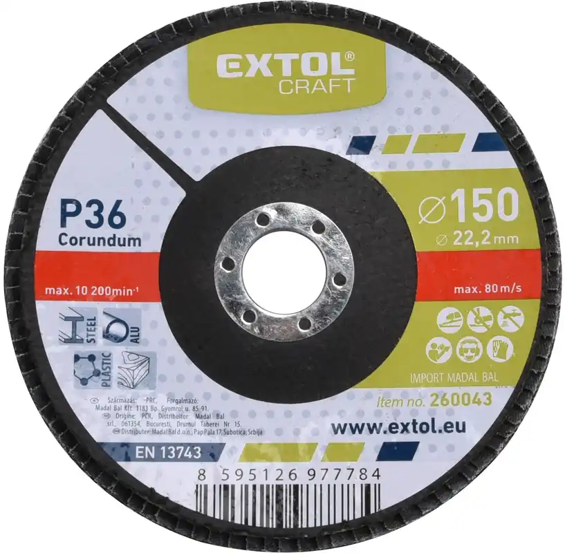 EXTOL CRAFT lamelový kotouč šikmý korundový, P36, 150mm, 260043 Odeslání Ihned