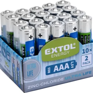 Cenová Bomba Baterie zink-chloridové, 20ks, 1,5V AAA (R03) EXTOL ENERGY