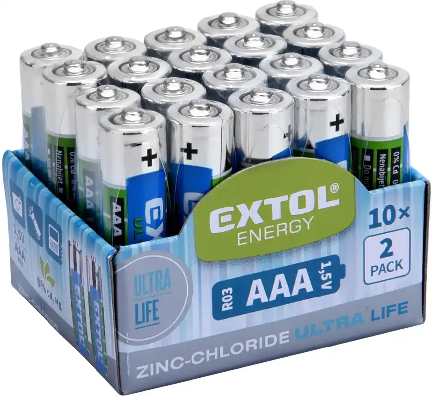 Cenová Bomba Baterie zink-chloridové, 20ks, 1,5V AAA (R03) EXTOL ENERGY
