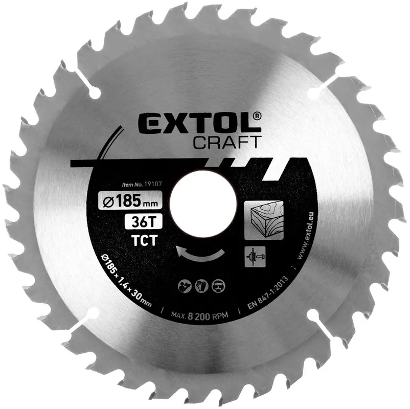 Ověřený EXTOL CRAFT kotouč pilový s SK plátky, 185x1,4x30mm, 36T, 19107