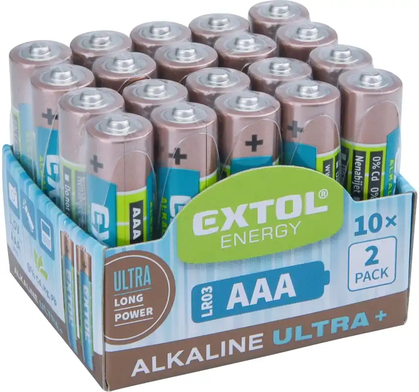 Baterie alkalické, 20ks, 1,5V AAA (LR03) EXTOL ENERGY Super Cena