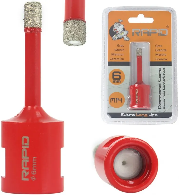 Diamantový korunkový vrták s otvorem ⌀6 mm M14 RAPID M22750 Vrácení Zdarma