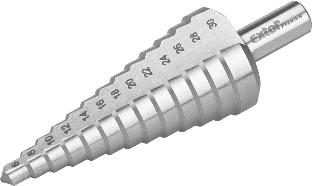Vrták stupňovitý, ⌀6-30mm, HSS-M2 EXTOL PREMIUM Nová Kolekce