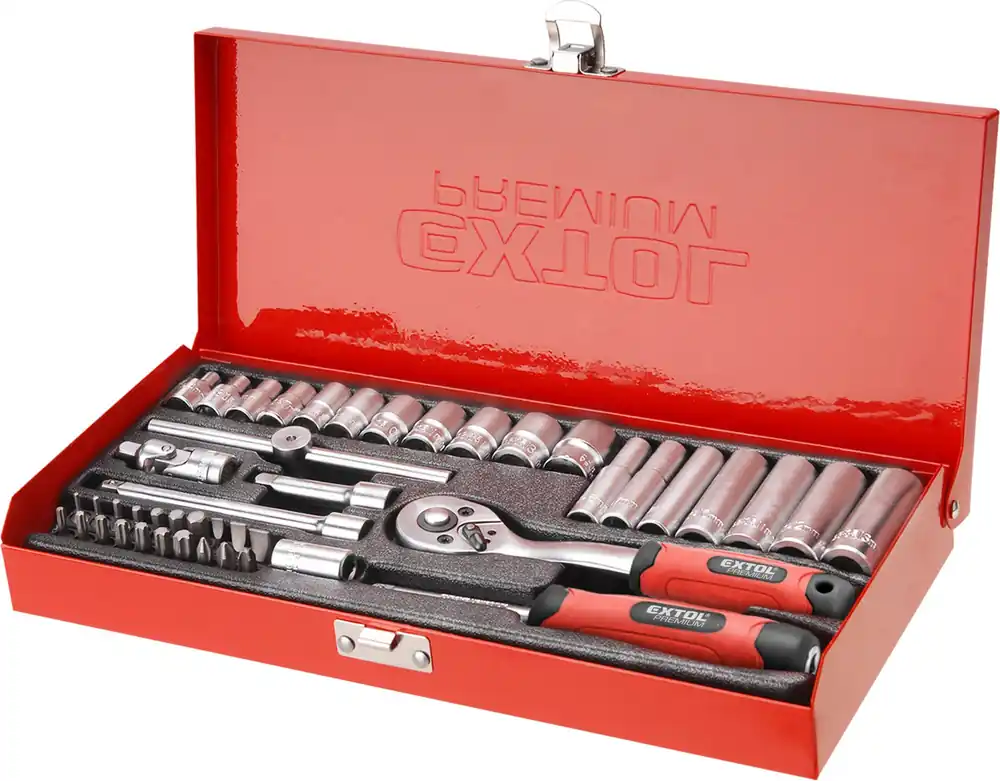 Značkový Sada nářadí 1/4" EXTOL Premium 45ks