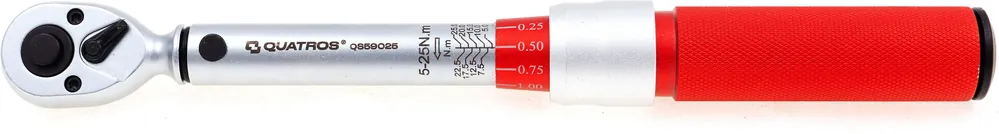 Časově Omezené Momentový klíč 1/4" 5-25 Nm, zvýšená přesnost 3 %, s certifikátem - QUATROS QS59025