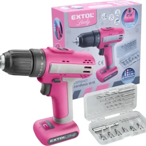 Vrtací šroubovák aku, růžový, 12V Li-ion, 1500mAh EXTOL LADY Časově Omezené