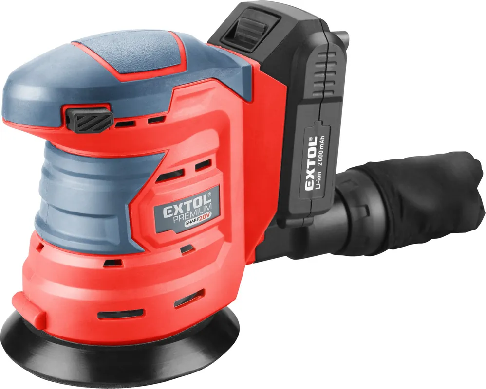 Bruska excentrická aku SHARE20V, 125mm, 20V Li-ion, 2000mAh EXTOL PREMIUM Expresní Doručení