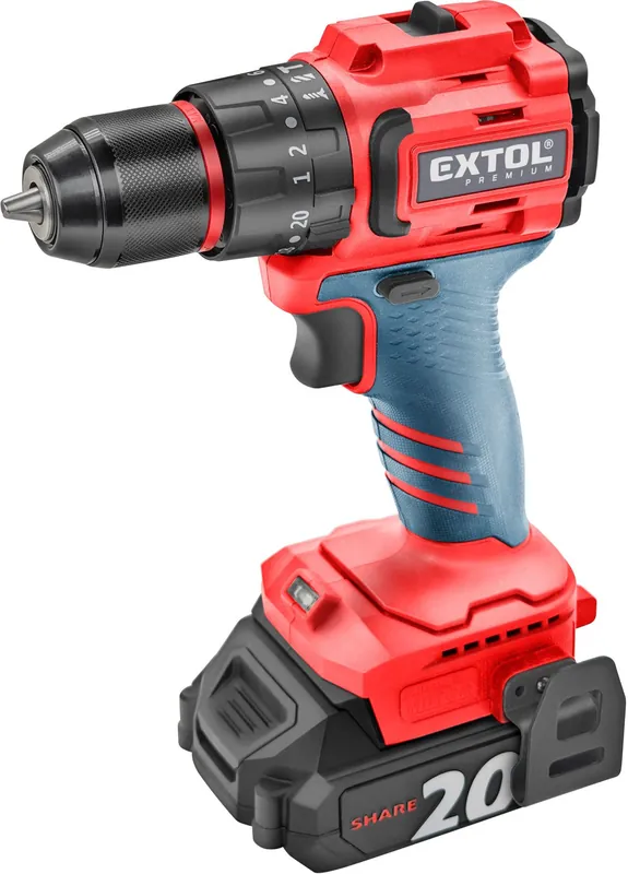 EXTOL PREMIUM vrtací šroubovák aku s příklepem SHARE20V, BRUSHLESS, 2Ah - 8891808 Objednat Nyní