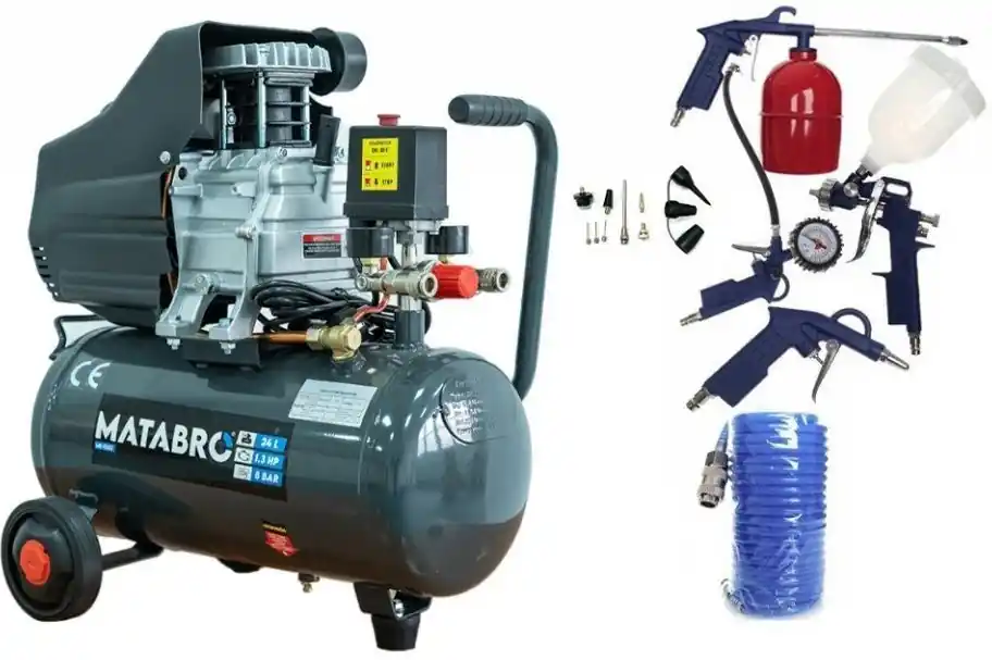 AKČNÍ SET SETMB-K102, Olejový kompresor 24l, 230V s příslušenstvím 2500W Matabro Akce