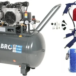 AKČNÍ SET SETMB-K205, Bezolejový kompresor 100l, 230V, 4 písty s příslušenstvím 4000W Matabro Víkendová Akce