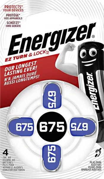 Tovární Cena Energizer baterie do naslouchadel 1.4V Audio 675/PR44 (4ks)