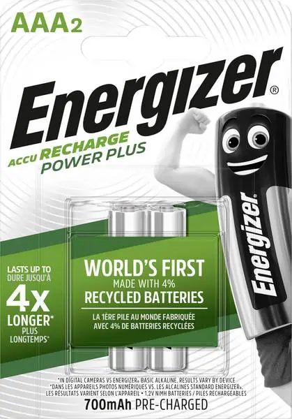 Energizer Power Plus AAA nabíjecí 700mAh HR03/2 (2ks) Značkový