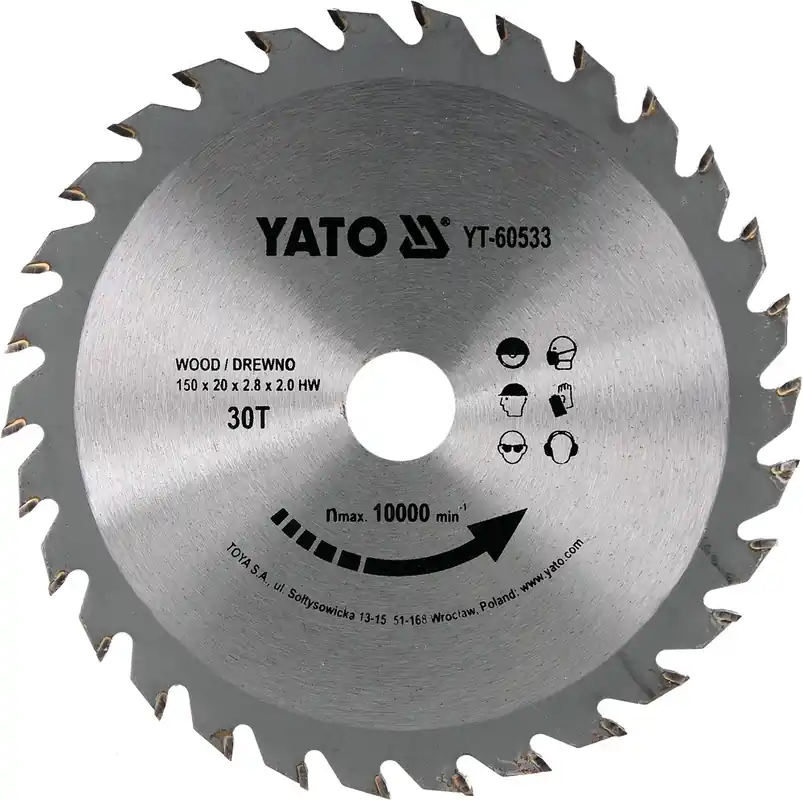 Ověřený Kotouč na dřevo 150 x 20 mm 30z Yato YT-60533