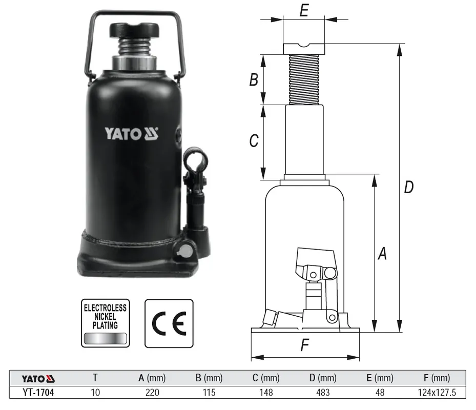Zvedák hydraulický Yato 10t Vysoce Kvalitní