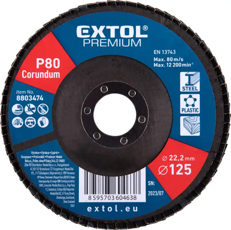 EXTOL PREMIUM kotouč lamelový šikmý korundový, O125mm, P80 - 8803474 Nakupujte Hned