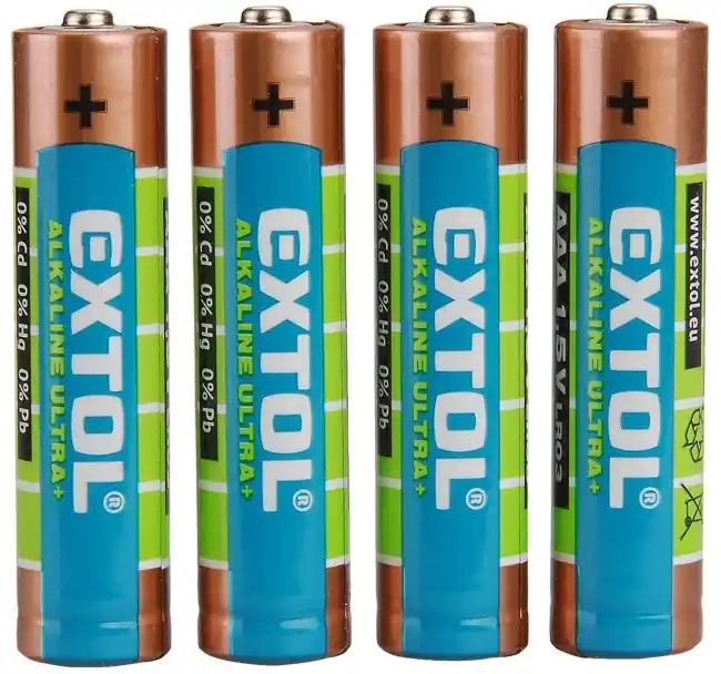Akční Cena Baterie alkalické, 4ks, 1,5V AAA (LR03) EXTOL ENERGY