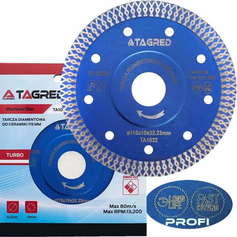 Tagred TA1022, Diamantový kotouč na řezání kamene, kameniny, dlaždic a keramiky 115x22,23mm Nízká Cena