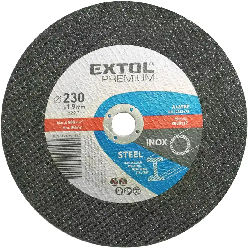 Kotouč řezný na ocel/nerez, ⌀230x1,9x22,2mm EXTOL PREMIUM Speciální Cena
