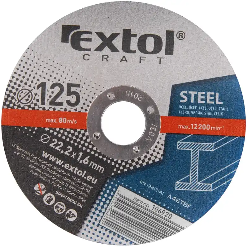 Objednat Nyní EXTOL CRAFT kotouče řezné na kov, 5ks, 125x1,6x22,2mm, 106920