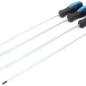Šroubováky extra dlouhé 450 mm, ploché 5 a 6 mm, křížové PH1 a PH2, sada 4 ks - SATRA S-4SSG Levný