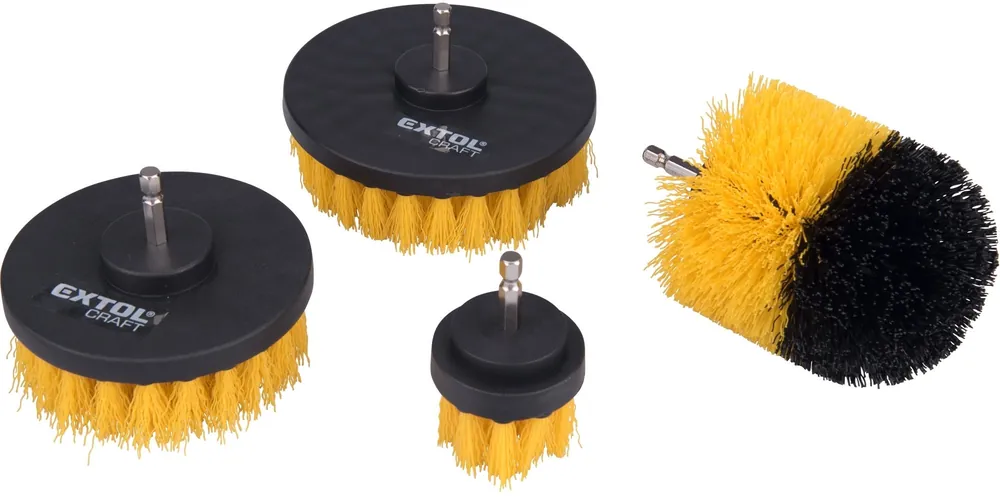 Sada čistících kartáčů na vrtačku 4ks, stopka 1/4"x25mm EXTOL CRAFT Cenová Bomba