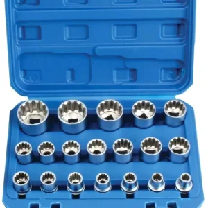 Hit Sezóny Nástrčné hlavice multiprofilové Gear Lock 1/2" 12hranné, sada 19 ks - SATRA S-19GL12