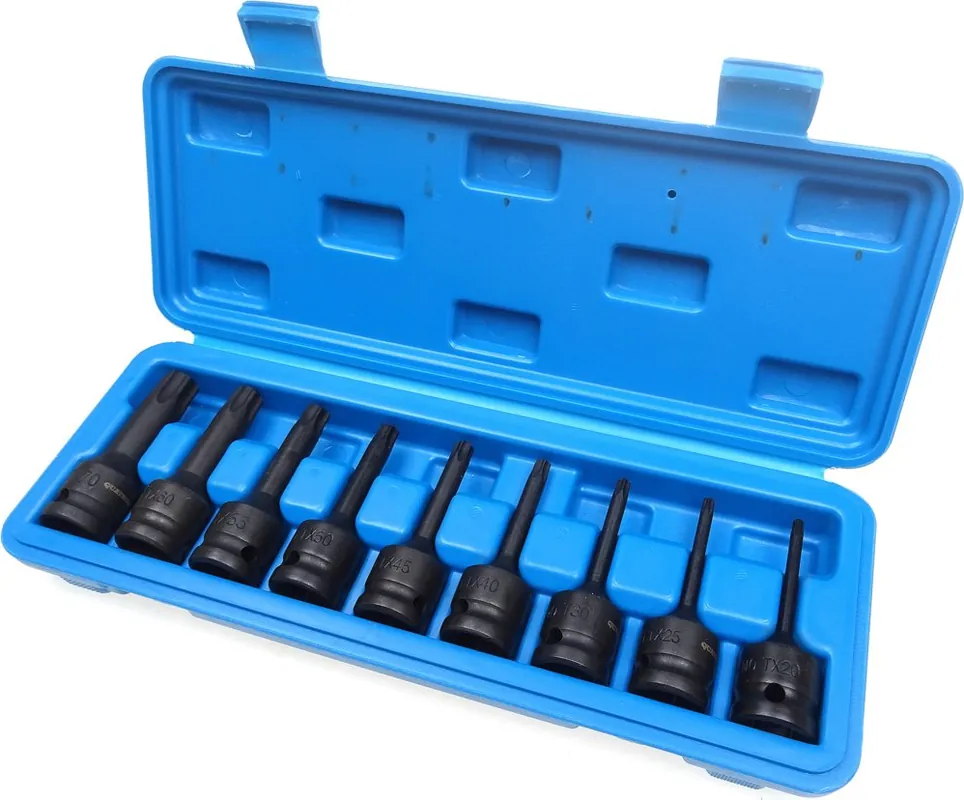 Sada zástrčných úderových hlavic TORX, 1/2", T20 - T70, 9 kusů - QUATROS QS50009 Značkový