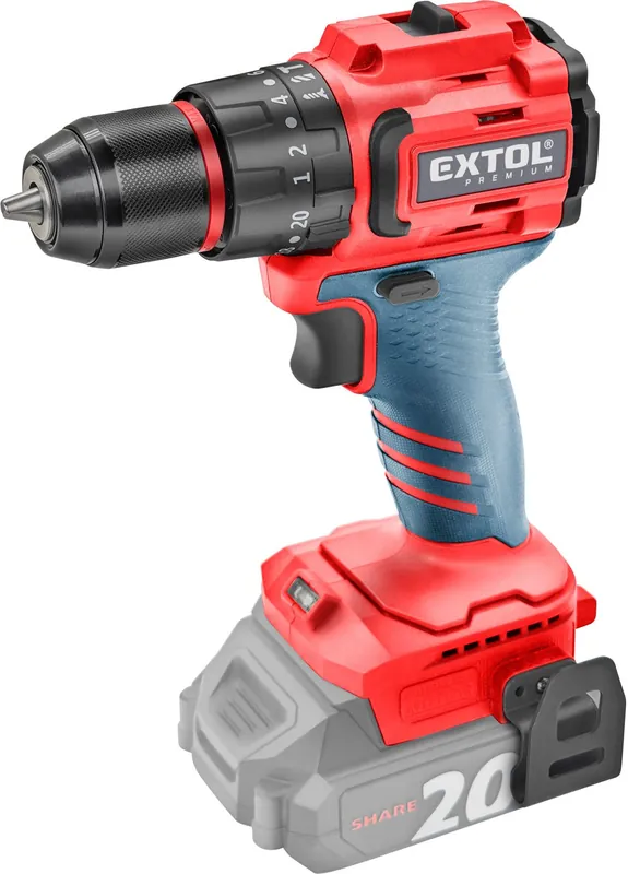 Tovární Cena EXTOL PREMIUM vrtací šroubovák aku s příklepem SHARE20V, BRUSHLESS, bez baterie a nabíječky - 8891807