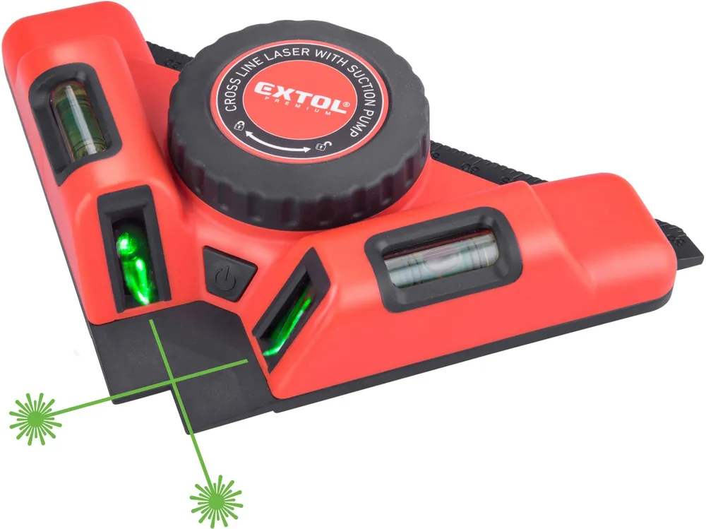 Speciální Cena EXTOL PREMIUM 8823303 laser zelený-úhelník 90°, s elektr. přísavným modulem