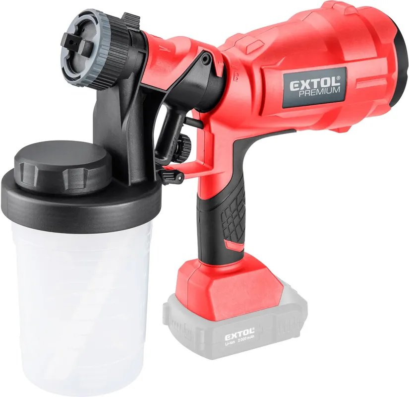 Přímo Od Výrobce EXTOL PREMIUM pistole stříkací HVLP aku SHARE20V, 20V Li-ion, bez baterie a nabíječky - 8891863