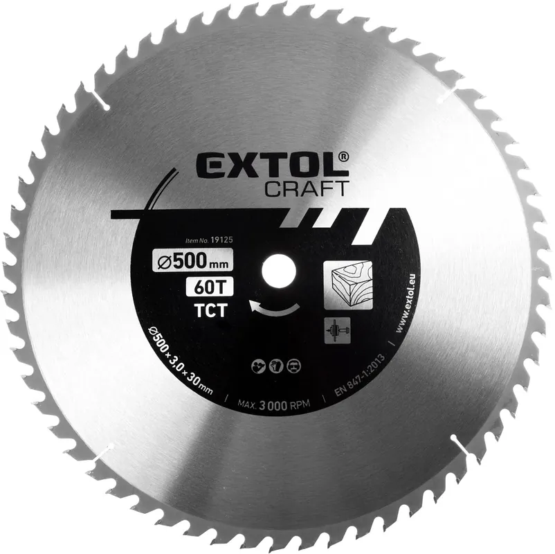 Nová Kolekce EXTOL CRAFT kotouč pilový s SK plátky, 500x3,0x30mm, 60T, 19125