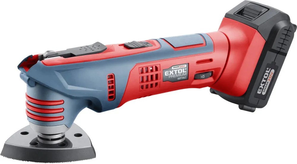 Cenový Hit Bruska multifunkční aku SHARE20V, rychloupínací, 20V Li-ion, 2000mAh EXTOL PREMIUM
